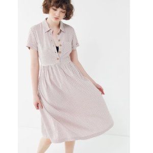 UO Gingham Button Up Midi Dress (L)